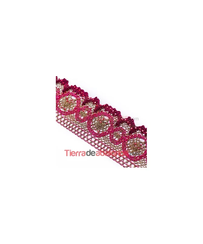 Puntilla 50mm Rosa, Fucsia, Oro Viejo, Brillos Rosa (20cm)