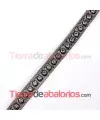 Tireta de Cuero 6mm Gris con Strass (1mt)