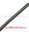 Tireta de Cuero 6mm Verde Militar con Strass (1mt)