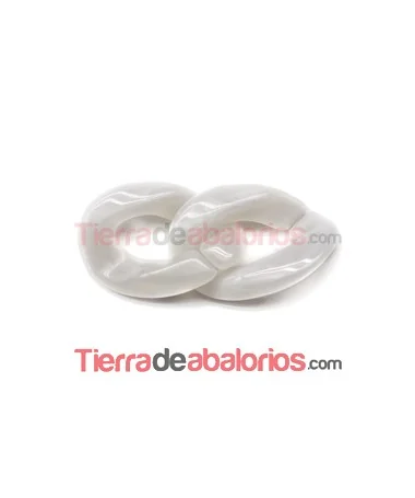 Eslabón Acrilico 28x20mm Blanco Nacarado