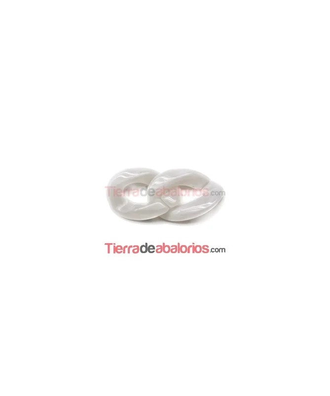 Eslabón Acrilico 28x20mm Blanco Nacarado