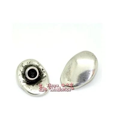 Cierre Botón 23x16mm Agujero 5mm, Plateado Cierre Botón 23x16mm Agujero 5mm, Plateado