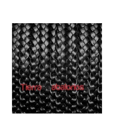 Cuero Trenzado Plano Sintético 8mm Negro