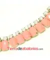 Cadena Plateada con Cabujones Blanco y Rosa Opal