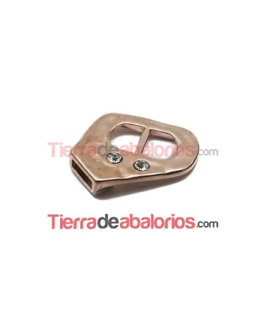 Cierre Terminal 32x28mm Agujero 10x3mm con Cristal, Oro Rosa