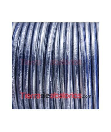 Cordón de Cuero 4,5mm - Azul Marino Metalizado