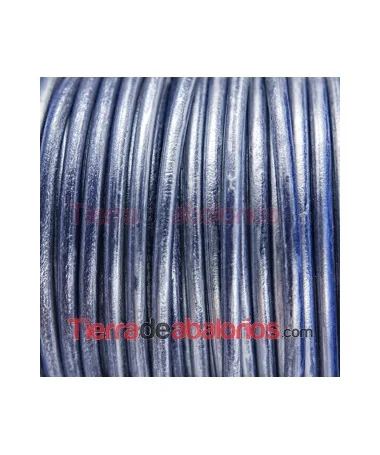 Cordón de Cuero 4,5mm - Azul Marino Metalizado Cordón de Cuero 4,5mm - Azul Marino Metalizado