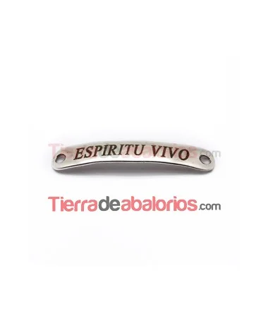 Conector Curvado 38x7mm Espiritu Vivo, Plateado Conector Curvado 38x7mm Espiritu Vivo, Plateado