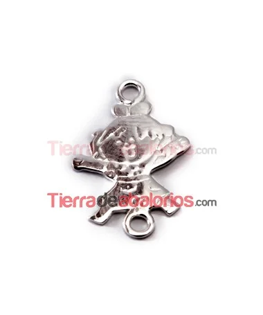 Entrepieza Dora Feliz 22x14mm con 2 anillas, Plata de Ley