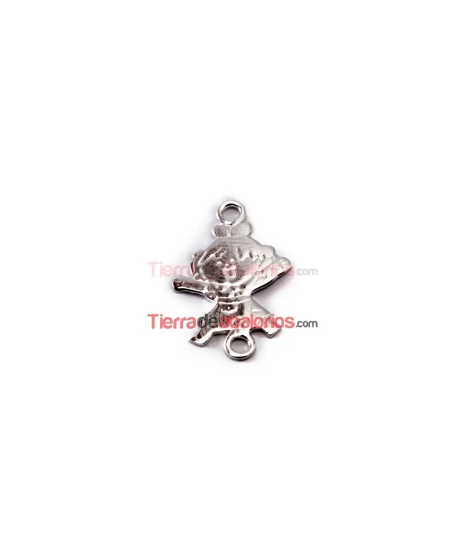 Entrepieza Dora Feliz 22x14mm con 2 anillas, Plata de Ley