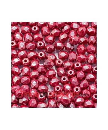 Facetada 4mm Rojo Coral Brillo