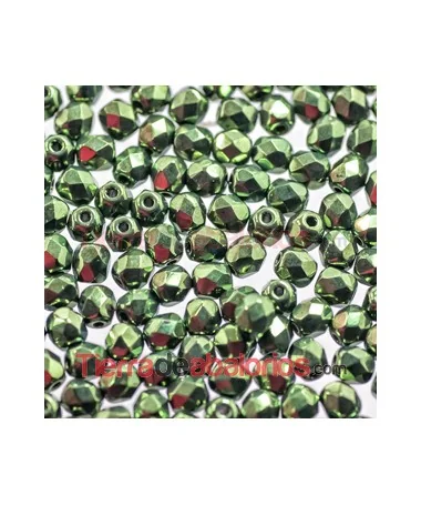 Facetada 4mm Verde Metalizado