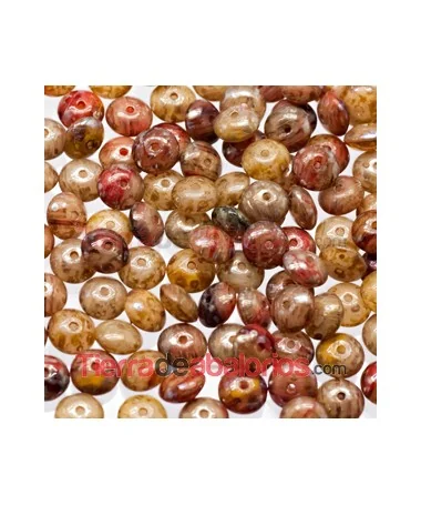 Rondel 6x4mm Agujero 1mm, Volcano Red Silver Travertin