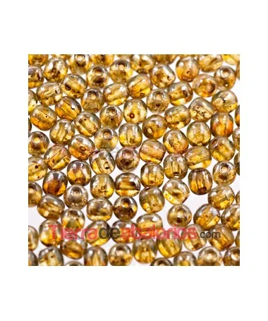 Perla de Cristal Checo 4mm, Yellow Silver Travertin