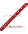 Tireta de Cuero 6mm Rojo con Strass (1mt)