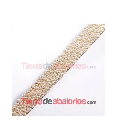 Cuero Plano Vaquetilla 10x2mm, con Caviar Blanco Brillante Cuero Plano Vaquetilla 10x2mm, con Caviar Blanco Brillante