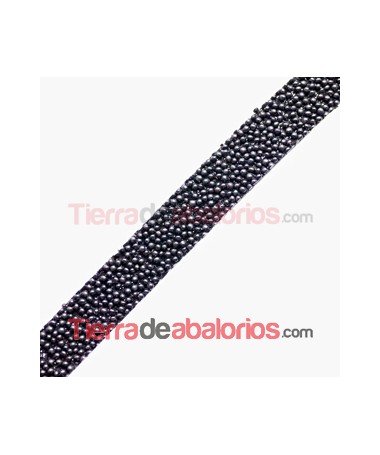 Cuero Plano Vaquetilla 10x2mm, con Caviar Negro (20cm)