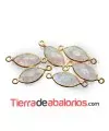 Labradorita Blanca Oval Facetada 17x10mm Engarzada