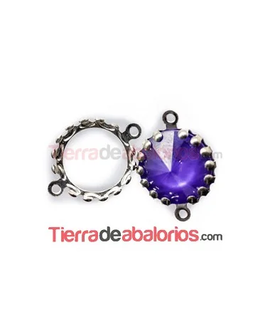 Engaste con dos Anillas para Rivoli 14mm Plateado