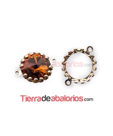 Engaste con dos Anillas para Rivoli 14mm Dorado Engaste con dos Anillas para Rivoli 14mm Dorado