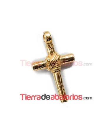 Cruz Colgante con Soga 40x24mm, Dorado