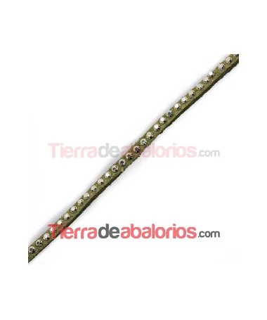 Antelina 3mm Verde Oliva con Tachuelitas Doradas Antelina 3mm Verde Oliva con Tachuelitas Doradas