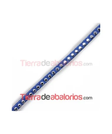 Antelina 3mm Azul con Tachuelitas Plateadas Antelina 3mm Azul con Tachuelitas Plateadas