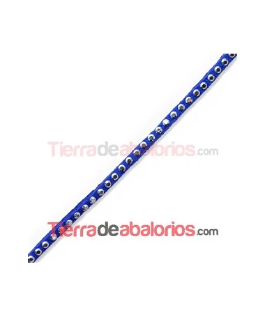 Antelina 3mm Sapphire con Tachuelitas Plateadas Antelina 3mm Sapphire con Tachuelitas Plateadas