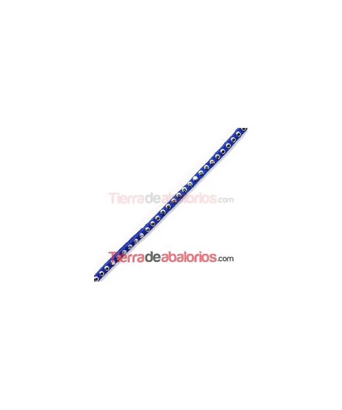 Antelina 3mm Sapphire con Tachuelitas Plateadas Antelina 3mm Sapphire con Tachuelitas Plateadas