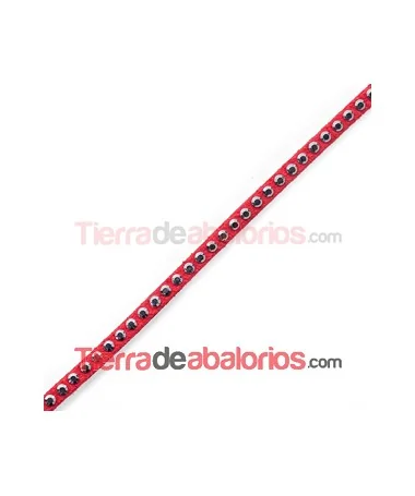 Antelina 3mm Coral con Tachuelitas Plateadas Antelina 3mm Coral con Tachuelitas Plateadas