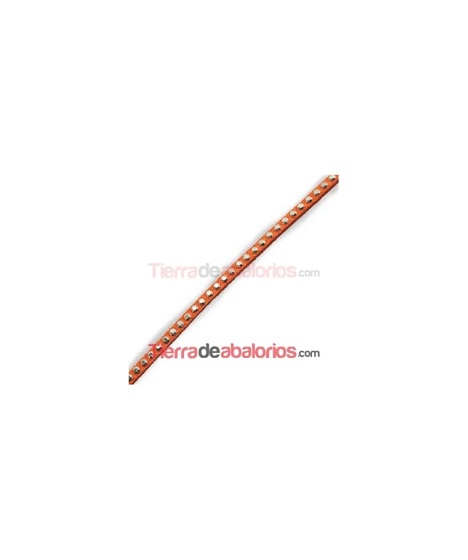 Antelina 3mm Naranja con Tachuelitas Doradas