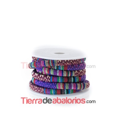 Cordón Etnico 6,5mm Purpura Multicolor