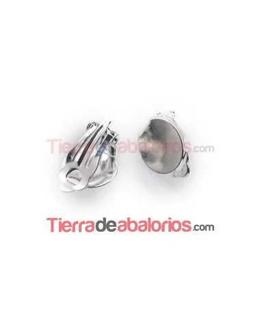 Pendiente Clip Base Disco Plano de 14mm Plateado Pendiente Clip Base Disco Plano de 14mm Plateado