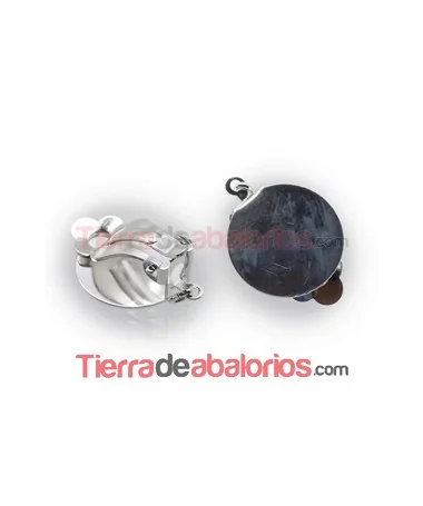 Pendiente Clip Base Disco Plano de 14mm con Anilla, Plateado