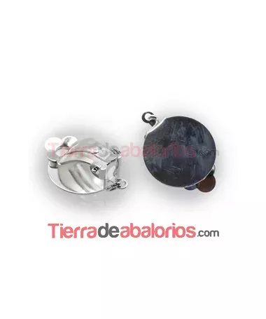 Pendiente Clip Base Disco Plano de 14mm con Anilla, Plateado Pendiente Clip Base Disco Plano de 14mm con Anilla, Plateado