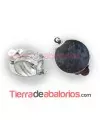 Pendiente Clip Base Disco Plano de 14mm con Anilla, Plateado