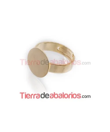 Anillo Ajustable Base Plana Redonda 14mm, Dorado Anillo Ajustable Base Plana Redonda 14mm, Dorado