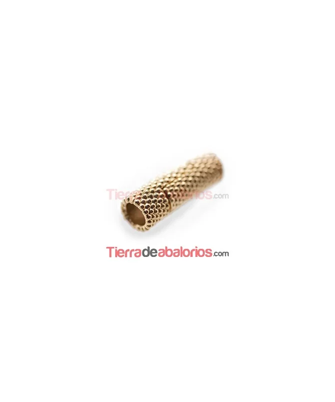 Cierre Tubo Bolitas con Imán 22x8mm Agujero 5mm, Dorado