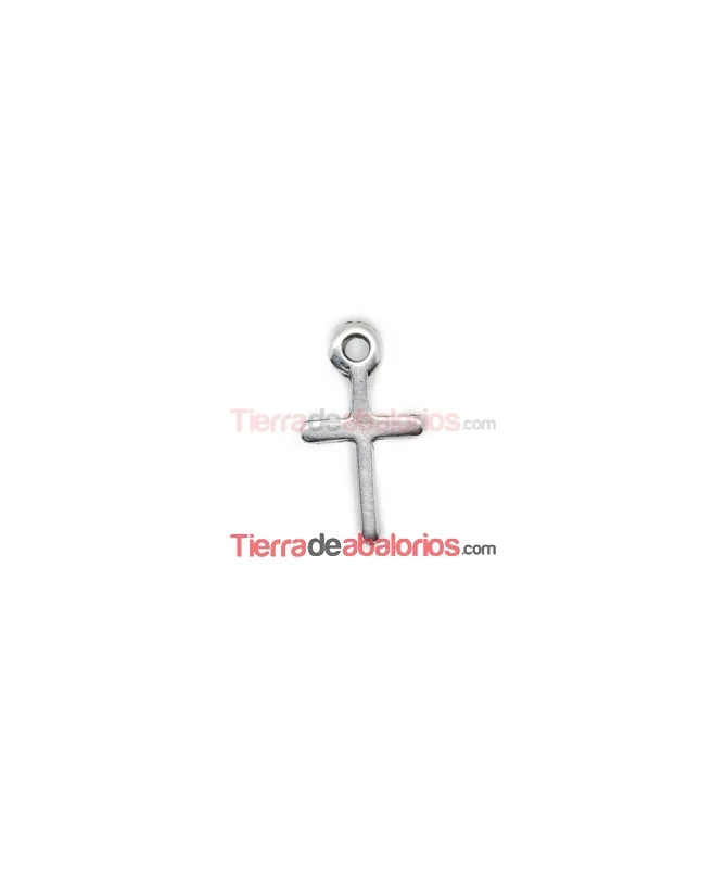 Colgante Cruz 19x10mm con Anilla, Plateado