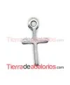 Colgante Cruz 19x10mm con Anilla, Plateado