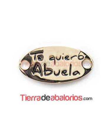 Entrepieza Oval Curvada 39x19mm Te Quiero Abuela - Dorada