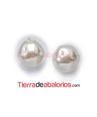 Perla Barroca Irregular de Cristal Checo 6mm, Blanco Perlado Perla Barroca Irregular de Cristal Checo 6mm, Blanco Perlado