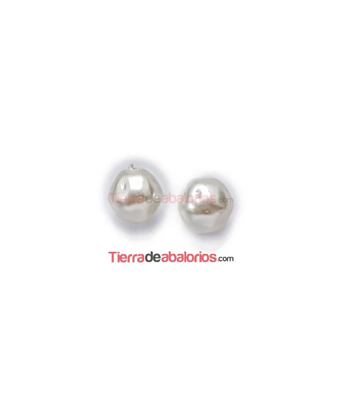 Perla Barroca Irregular de Cristal Checo 6mm, Blanco Perlado