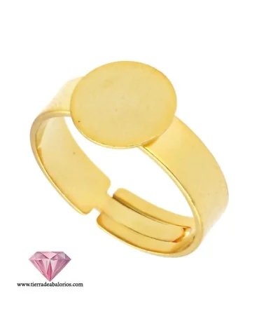 Anillo Ajustable Base Plana Redonda 14mm Dorada
