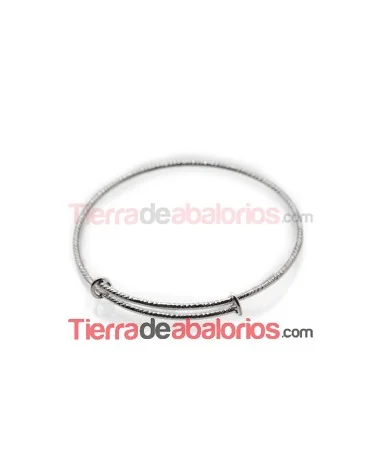 Pulsera Rigida Tallada 70mm Plateada