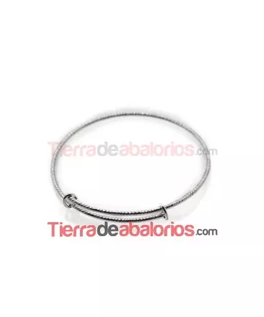 Pulsera Rigida Tallada 70mm Plateada