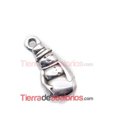 Colgante Muñeco de Nieve 23x10mm con Anilla, Plateado