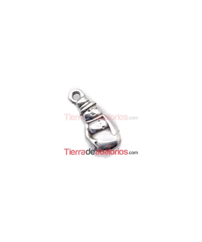 Colgante Muñeco de Nieve 23x10mm con Anilla, Plateado