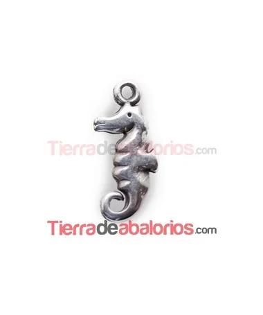 Colgante Caballito de Mar 18x8mm con Anilla, Plateado