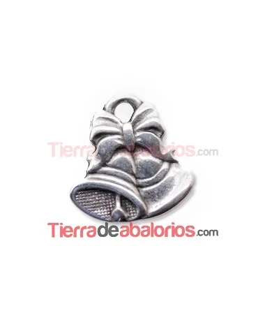 Colgante Campanas con Lazo 17x16mm, Plateado